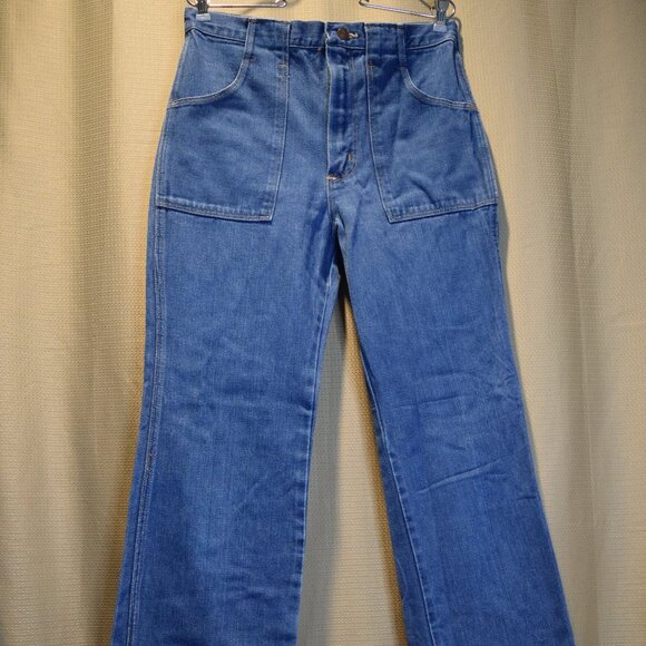 1970s MAVERICK Vintage Mens Jeans 32x 36 Disco Wide Leg Flare Denim EXCELLENT - Picture 1 of 15